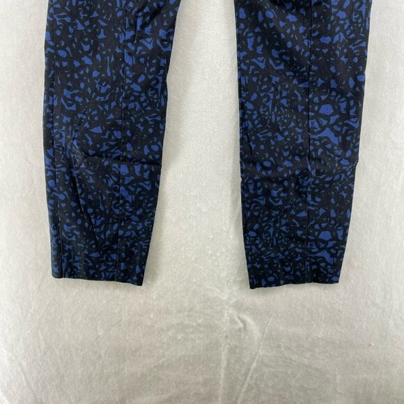 Ann Taylor Chelsea Crop Pants Women's 27 Blue Black Printed Stretch Side Zip - Picture 11 of 12